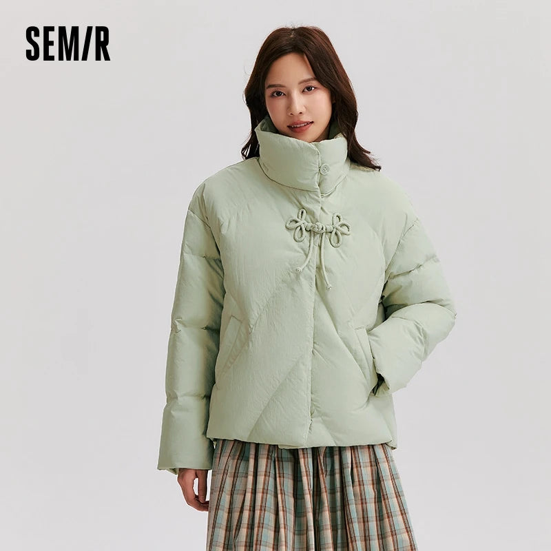 Down Jacket Chinese Style Disk Button Gentle Series Sweet New Winter Stand Collar Loose Texture Thick Coat
