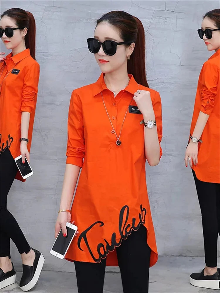 Shirts Long Sleeve Blouse ’s Embroidery Shirt Spring Wild Blouses Clothing Df2435