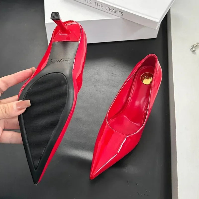 Patent Leather Pumps Pointed Toe Thin High Heels Party Shoes for Heeled Sandals Tacones De Mujer