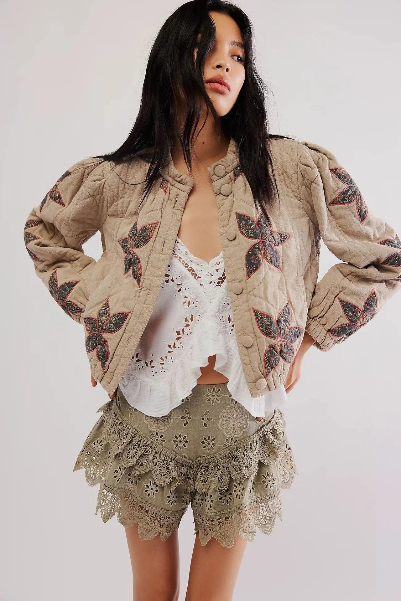 Autumn Winter Single Breasted Pocket Female Jacket Maple Leaf Padded Coat New Lady Outerwear High Street