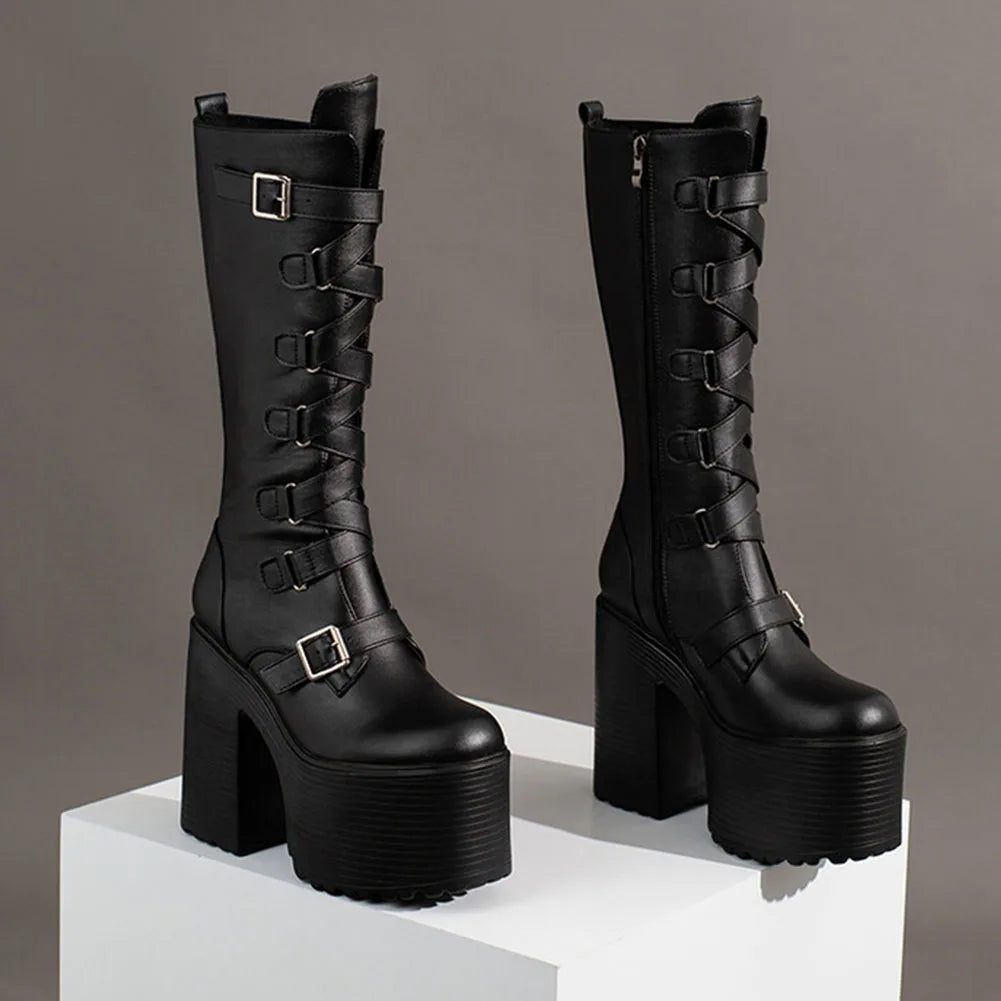 Platform Ankle Boots Winter Brand Design Great Quality Gothic Style Comfy Cool Street Shoes Boots Big Size 43