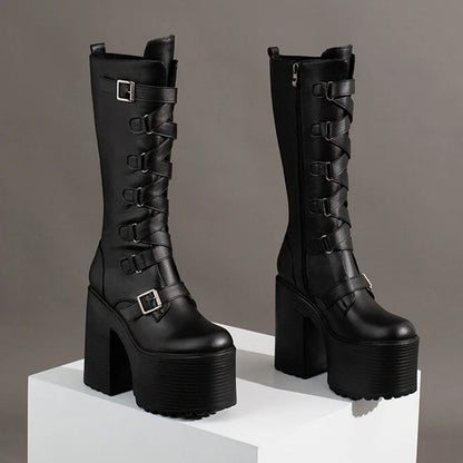 Platform Ankle Boots Winter Brand Design Great Quality Gothic Style Comfy Cool Street Shoes Boots Big Size 43