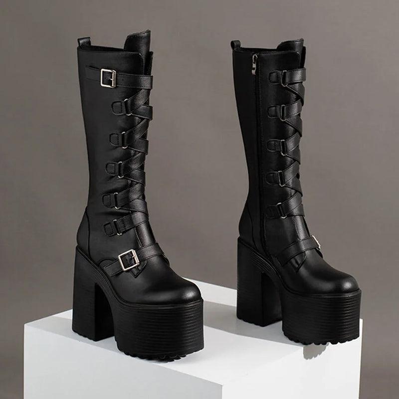 Platform Ankle Boots Winter Brand Design Great Quality Gothic Style Comfy Cool Street Shoes Boots Big Size 43