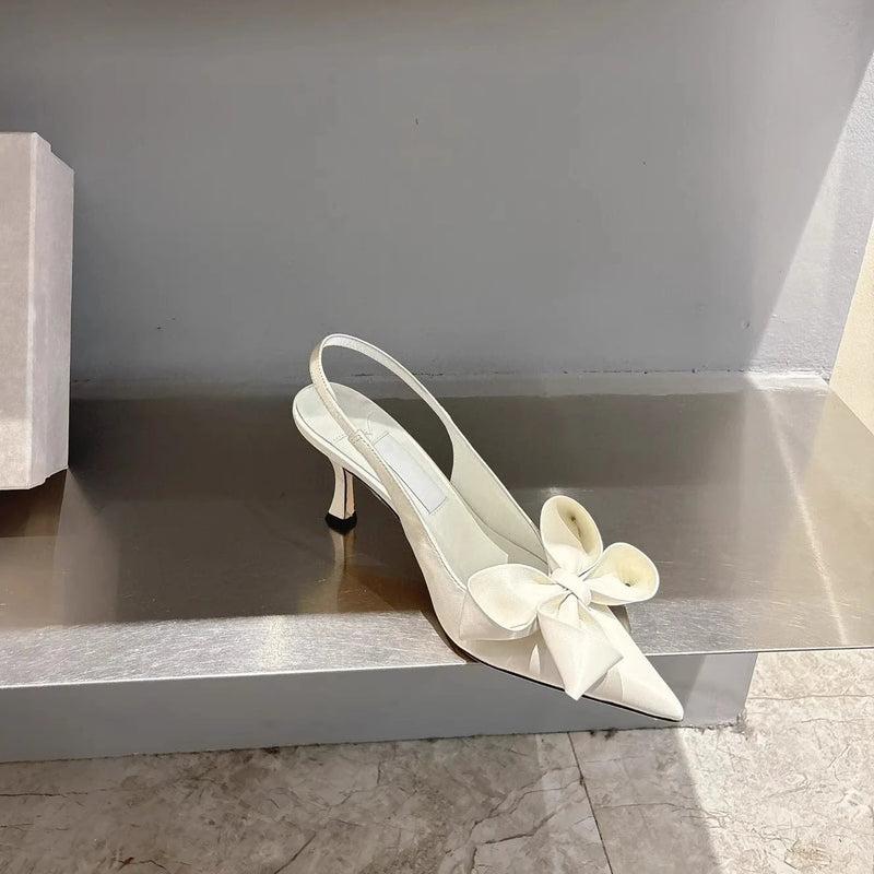 Spring Summer New High Heel Bow Pointed Toe Stiletto Sandals Shoes