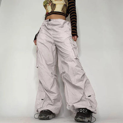 Street Big Pocket Cargo Pants Loose Drawstring Trouser Female Sweatpant Autumn Y2k Pants