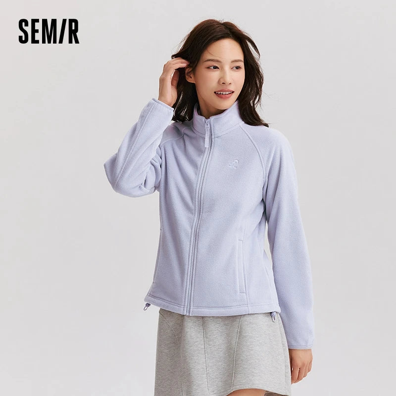 Coat Anti-static Polar Fleece Slim Embroidery Versatile New Winter Stand Collar Insert Shoulder Sleeve Jacket