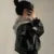 Hooded Loose Leather Jackets Faux Leather Coats Spring Autumn Korean Pu Jackets