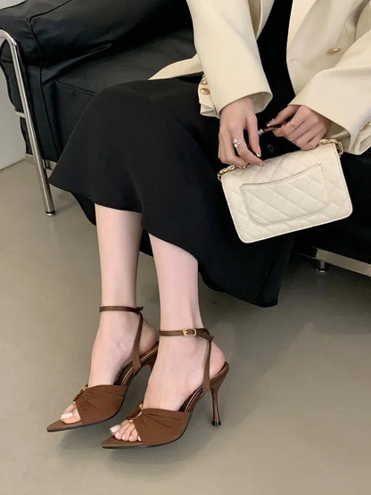 Street Style Thin High Heels Woman Pumps Pointed Toe Slingbacks Stripper Party Dress Shoes