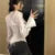 Bandage Shirts Korean All Match Female Slim Blouse Spring White Bell Sleeve Shirt New