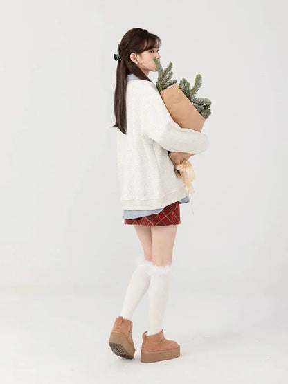 Snowman Graphic Print Hoodie Christmas Kawaii Oversized Sweatshirts Long Sleeve Cutecore Winter Clothes New