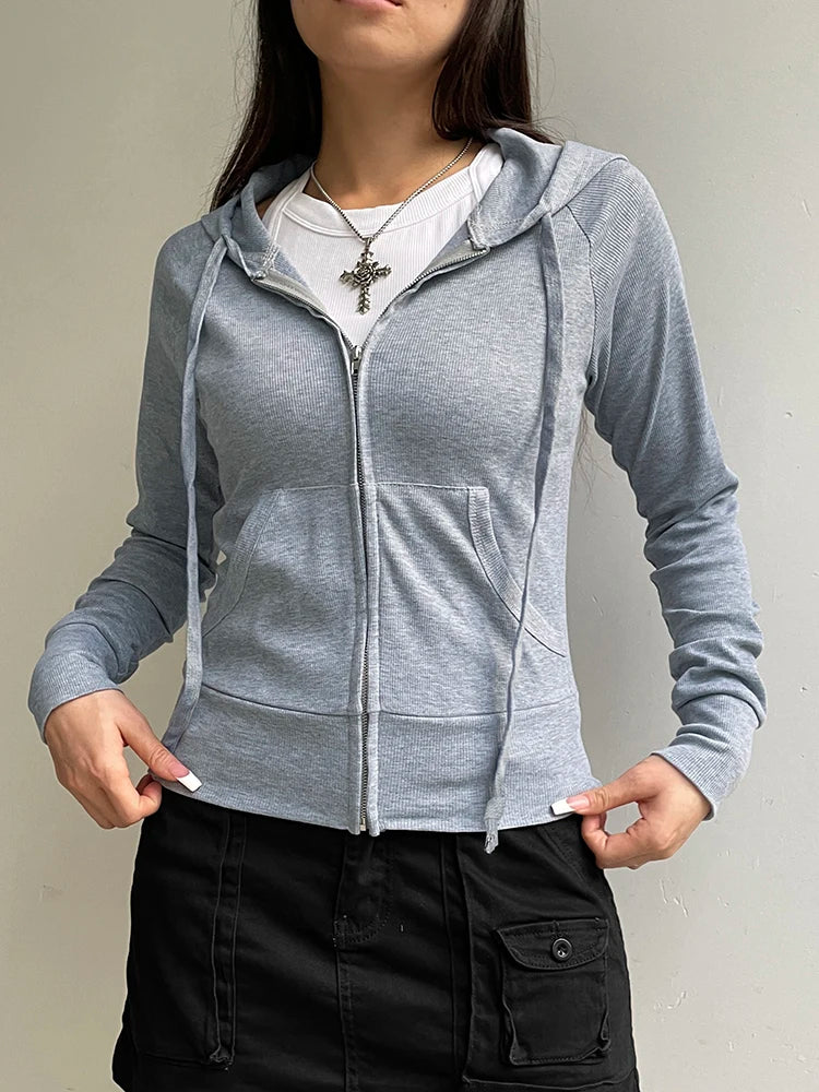 Knitted Autumn Winter ��s Sweats Cardigan Long Sleeve Ribbed Causal Basic S Zip Up Hooded Coat