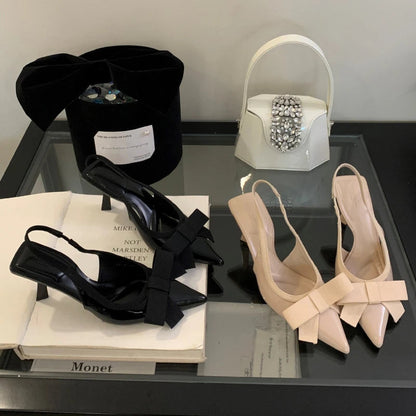 Butterflyknot Pointed Toe High Heels Party Dress Shoes Brand Design Slingbacks Sandals Pumps