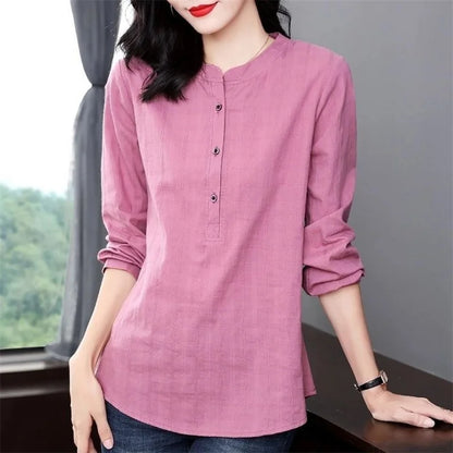 Woman Spring Autumn Style Blouses Shirts Lady Long Sleeve Stand Collar Blusas Tops Df4850
