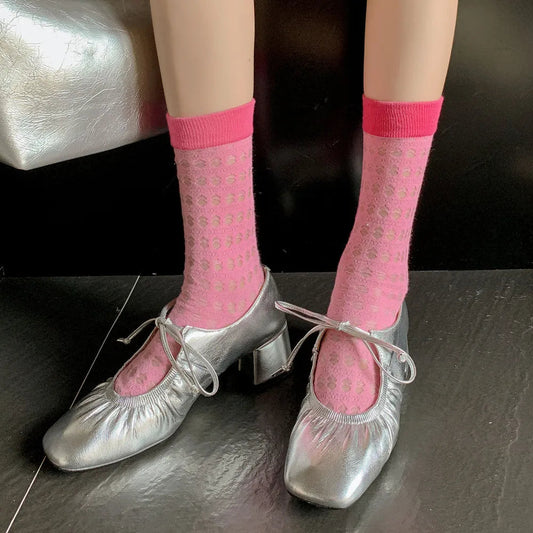 Mature Pumps Laceup Thick Heels Shoes Woman Spring Summer Office Lady Working Genuine Leather Pumps