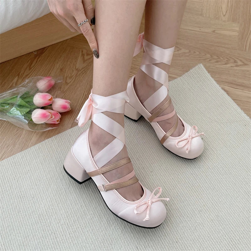 New Chunky Heels Lolita Pumps Shoes Mary Janes Shoes Spring Summer Autumn Comfy Dancing Shoes Pumps