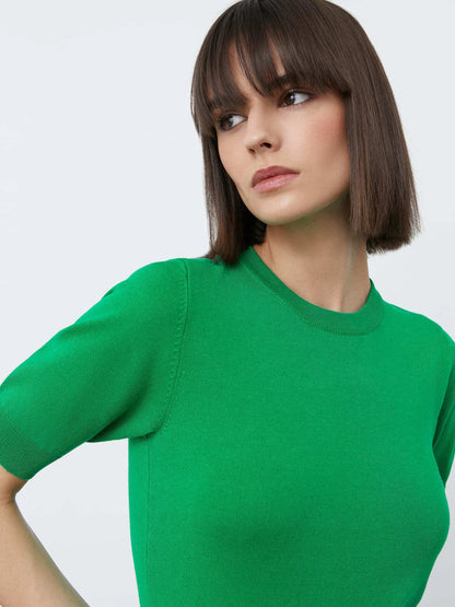 Summer Knitted Tshirt Short Sleeve Oneck Slim White Sweater Female Pullovers Knitwear