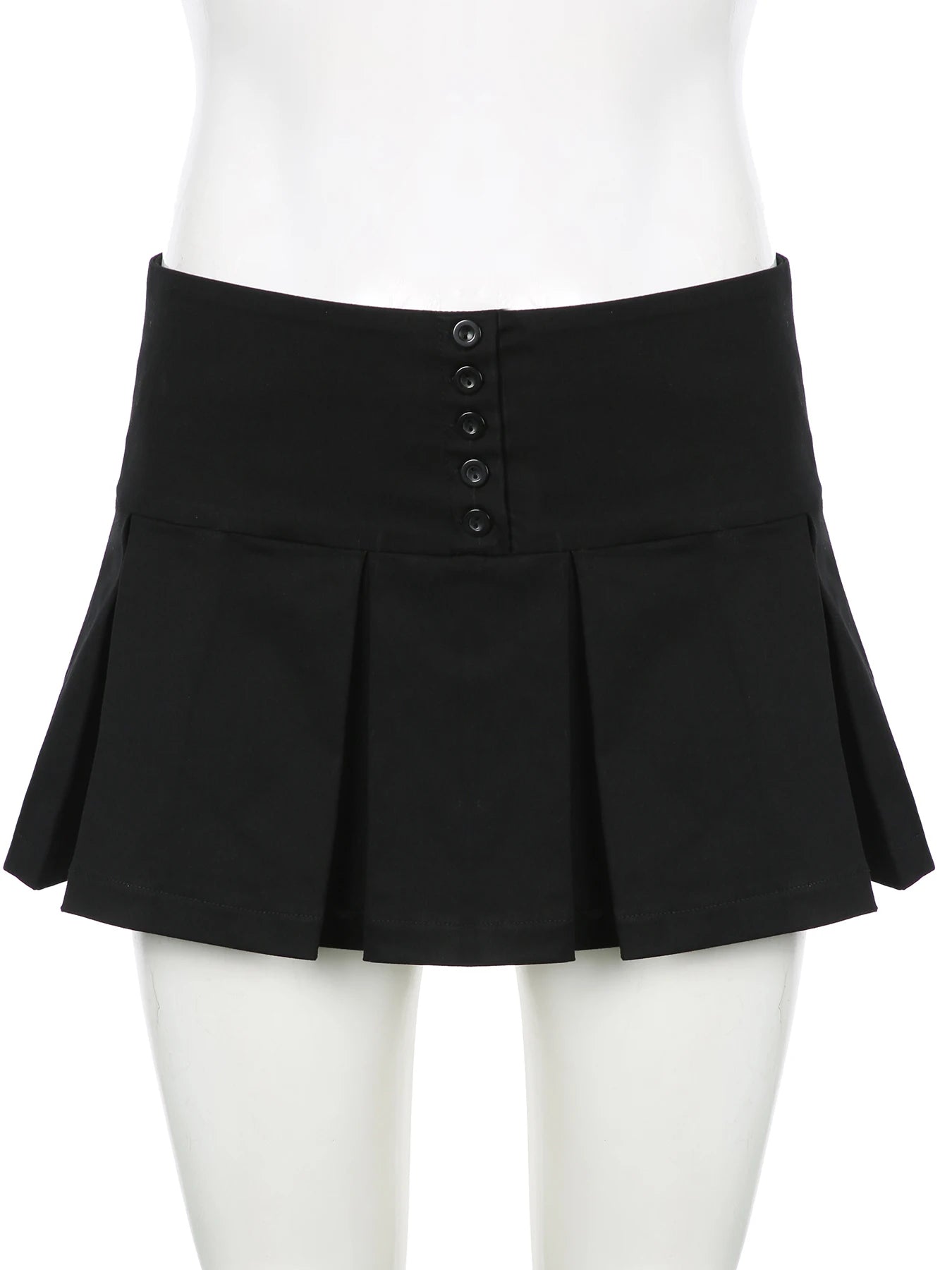 All Match Black Button Pleated Mini Skirts Harajuku Shorts Skirt Japanese 2000s Style Y2k