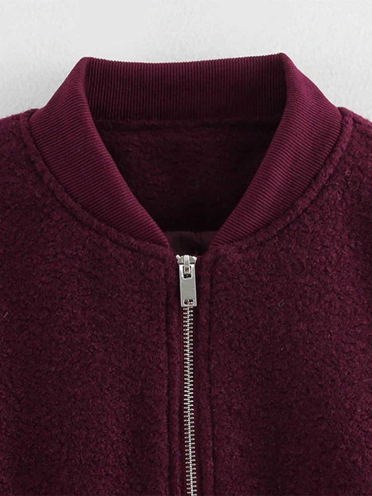 Zipper Long Sleeve O-neck Coat for Spring New Loose Female Jacket Outwear Top High Street