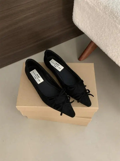 Shoes Autumn Bowknot Female Sneakers Allmatch Flats Shallow Mouth Pointed Toe Fall Boat Butterfly Comfortable Ret
