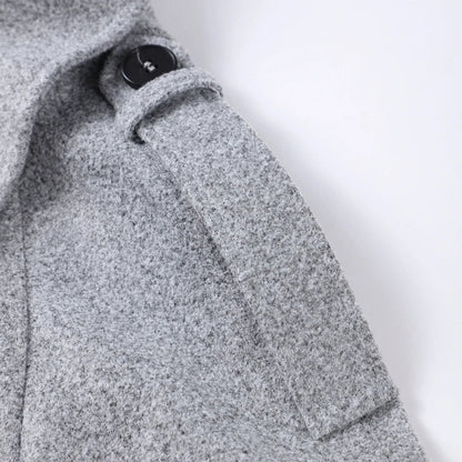 Single Breasted Woolen Coat Loose Lapel Long Sleeve Female Short Jacket Autumn Winter New Grey Lady Outwear