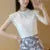Summer Hollow Out Lace Blouse Shirt Tops Crochet Short Sleeve Bottoming Shirts Blouses Tops Df1591