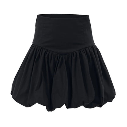 American Retro Color All Match Aline Skirt Summer New High Waist Pleated Bud Skirt