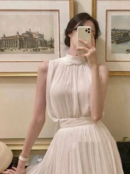 Halter Midi Dresses for Sleeveless Holiday Style Summer New Wedding Evening Party Dress Prom Vestidos Mujer