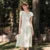 Dress Split Bubble Sleeve Medium Long Dress Summer New Square Neck Chiffon Dress Romantic