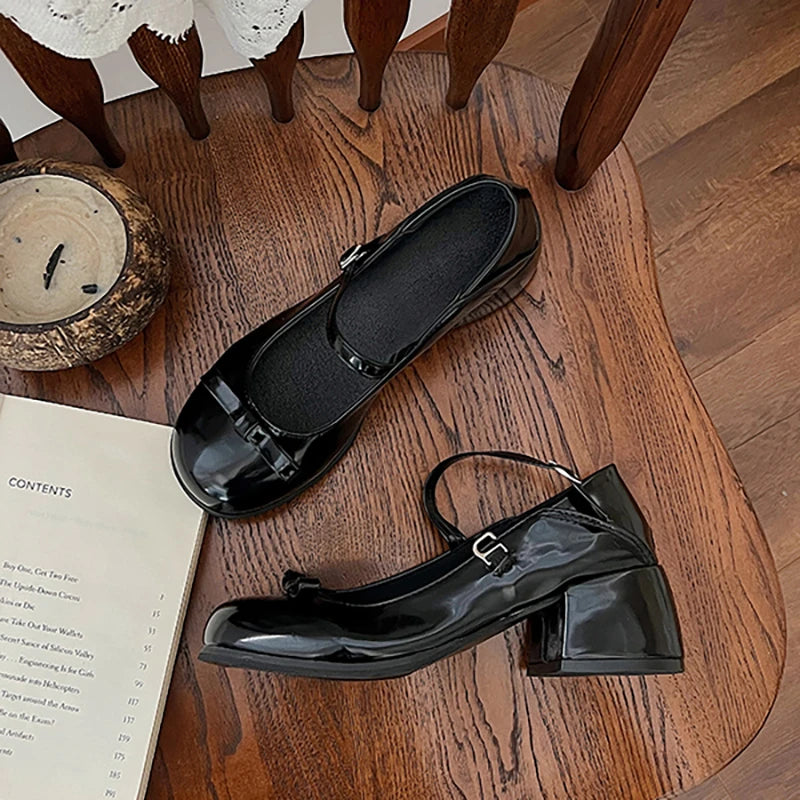 New Mary Jane Shoes Low Heel Shoes Buckle Single Shoes College Style Footwear Single Pumps