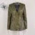 Street ’s Leather Jackets Green Pleat V-neck One Button Full Sleeve Pockets Waist Up Coat Spring Y2k Lady