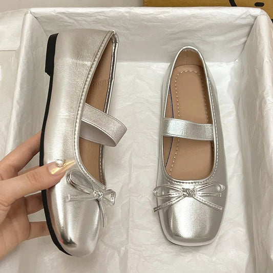 Ballerina Shoes Spring Autumn Comfort Nonslip Loafers Leather Flats Bowknot Mary Janes Shoes for