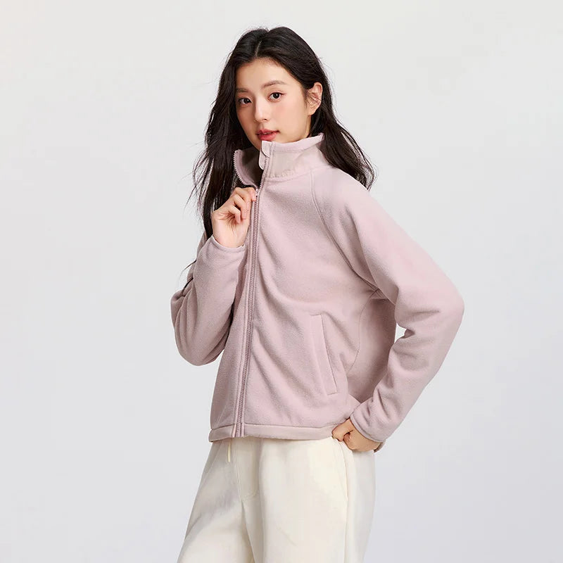 Coat Antistatic Polar Fleece Loose New Winter Stand-up Collar Raglan Sleeve Jacket