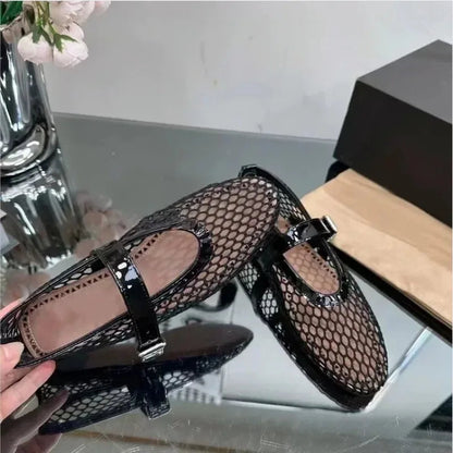 Summer Comfort Flat Mary Jane Single Shoes European and American Rivet Buckle Shoes Dance Shoes