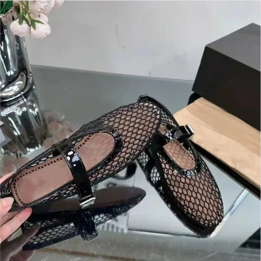 Summer Comfort Flat Mary Jane Single Shoes European and American Rivet Buckle Shoes Dance Shoes