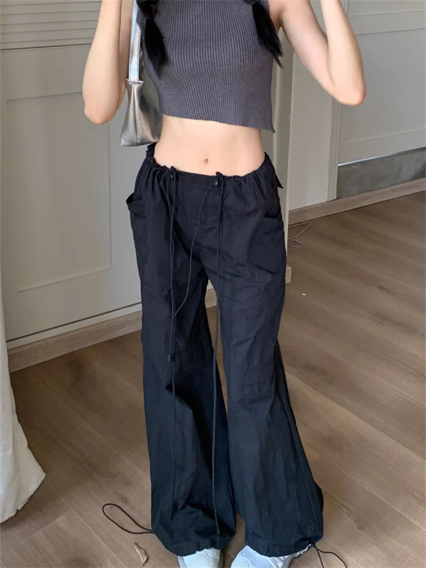 Low Waist Loose Pants Summer Daily New Wide Leg Minimalist All Match Slim Sports