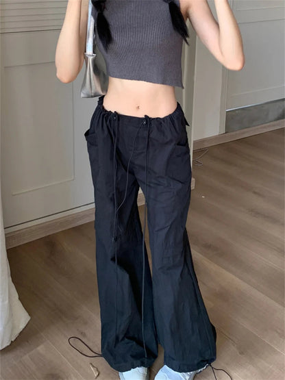 Low Waist Loose Pants Summer Daily New Wide Leg Minimalist All Match Slim Sports