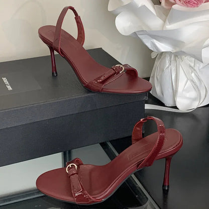 Summer Narrow Band Open Toe Sandals Thin Low Heel Gladiator Party Shoes Zapatos De Mujer
