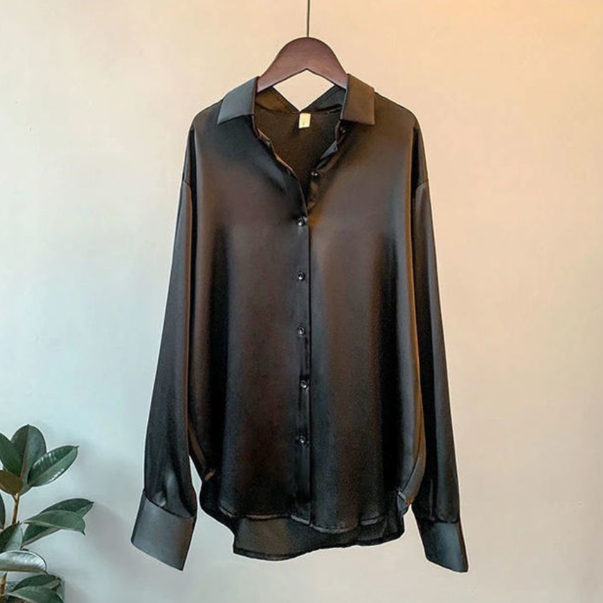 Taylor | ’s Loose Fit Button Down Satin Blouses