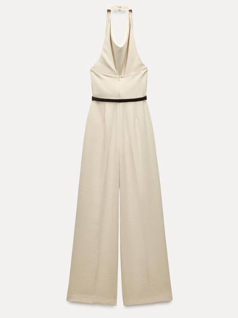 Halterneck Backless Jumpsuit With Belt