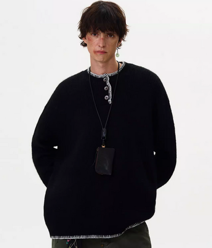 Oversized Sweater With Contrast Stitching