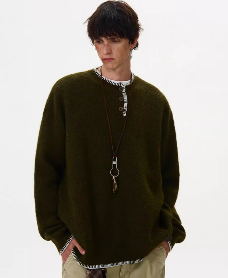 Oversized Sweater With Contrast Stitching