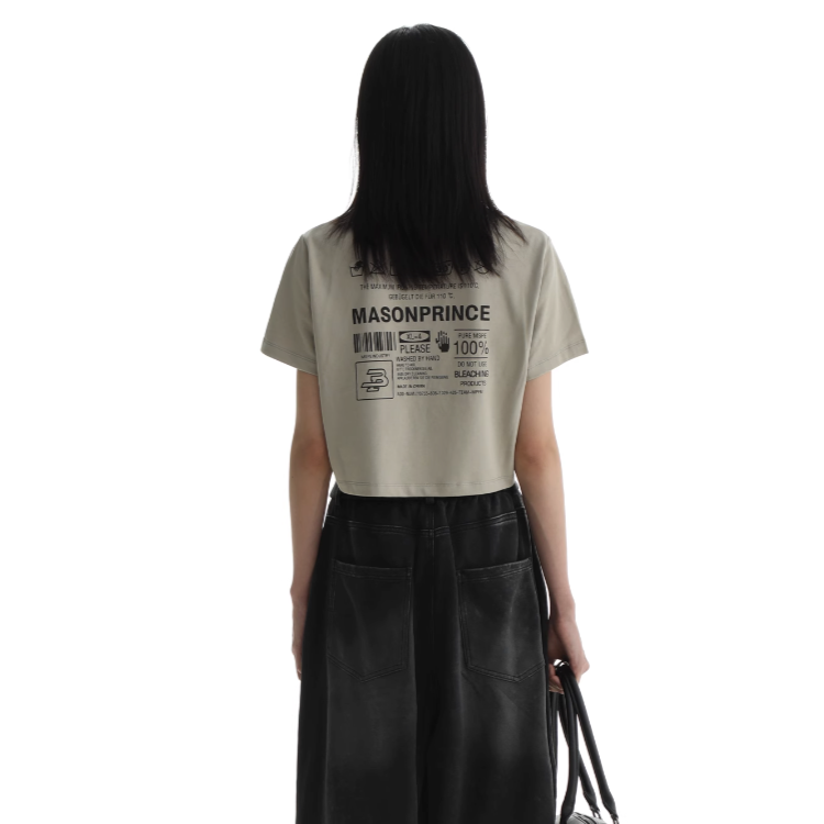 Regular & Cropped T-shirt With Washed Signs Graphic