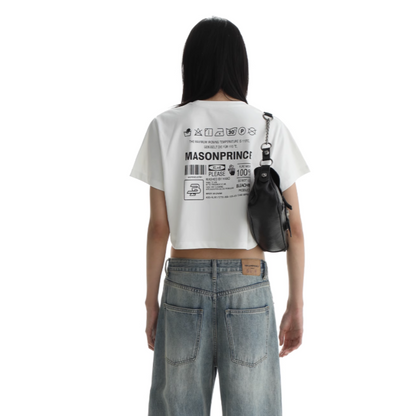Regular & Cropped T-shirt With Washed Signs Graphic