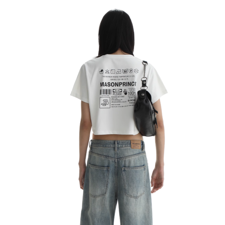Regular & Cropped T-shirt With Washed Signs Graphic