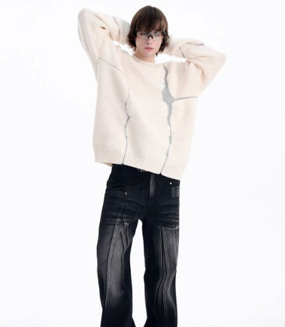 Edgy Distressed Thunder Effect Sweater
