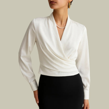 Ruby | ’s Wrap Front Long Sleeve Satin Blouses