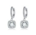 Square Halo Drop Earrings