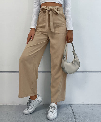 Corduroy Belted Wide Leg Pants