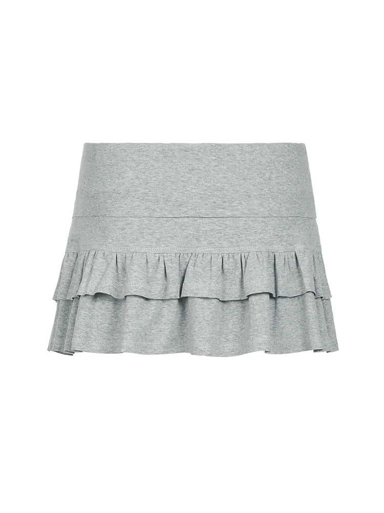 Gray Basic Lining Shorts Skirts Pink Sweet Y2k
