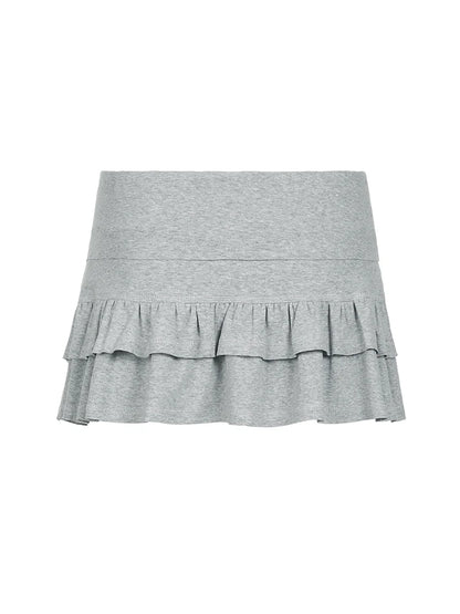 Gray Basic Lining Shorts Skirts Pink Sweet Y2k